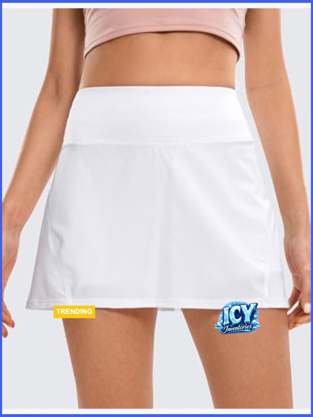 High Waisted Pleated Tennis Skort with Pockets, Built-in Shorts - Picture 2 of 4